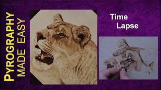 Pyrography - Dişi Aslan Odun Yakma Zaman Aşımı