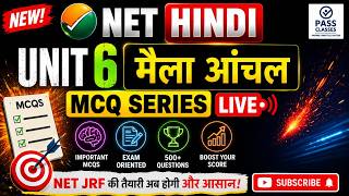 UGC NET Hindi 2026 | UNIT 6 मैला आँचल MCQ | Most Important Questions | LIVE | JRF Exam Special
