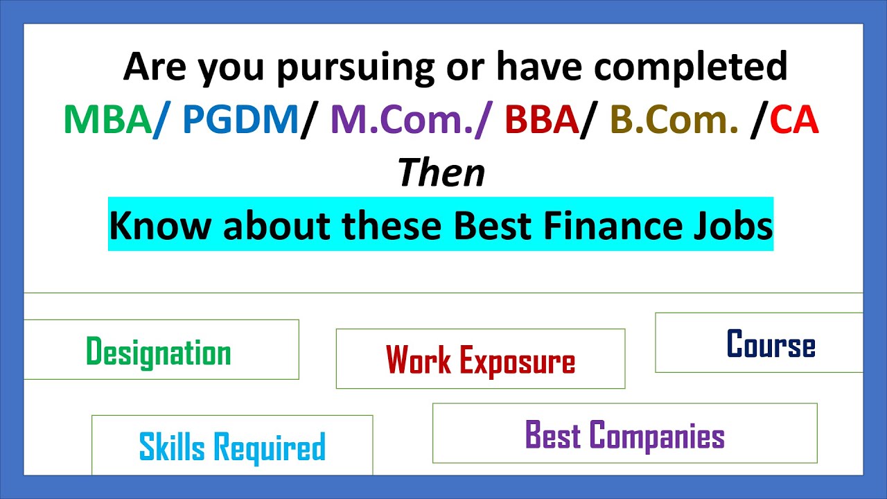 Part 1 Best Finance Jobs after CA/ Other Professional Courses YouTube