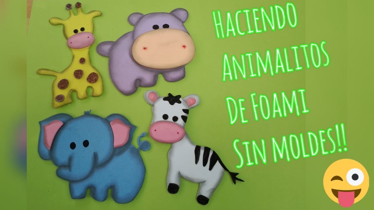 Electrizar hará trama ANIMALES de FOAMI o goma eva sin moldes fácil. Una cebra, un elefante, un  hipopotamo y una jirafa!!! - YouTube