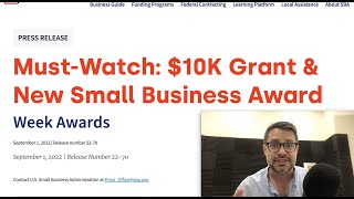 Must-Watch: $10K Grant and New Small Business Award Now Open