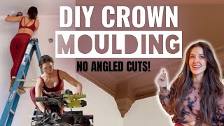 EASY DIY CROWN MOULDING NO ANGLED CUTS // diy ceiling trim