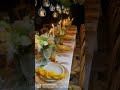 Dinner party table setup. Tablescape in the backyard.