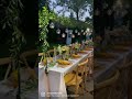 Dinner party table setup. Tablescape in the backyard.