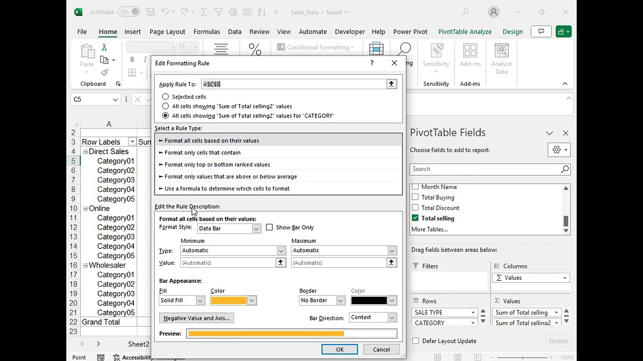 استخدام الجداول المحورية Pivot Table  لعمل التقرير التفاعلية (داشبورد)