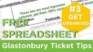 Glastonbury Ticket Tips No.3: Get Organised - with my spreadsheet. Watch all the tips here See the