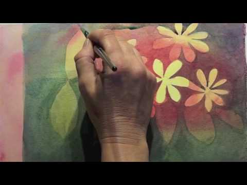 How to paint flowers in negative using watercolour - YouTube