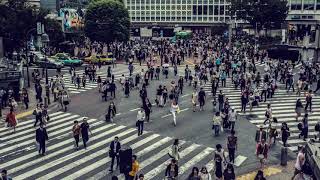 Crowds of people cross a street junction Copyright free video