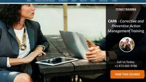 CAPA (Corrective and Preventive Action) Management Training ‐ Tonex.Com