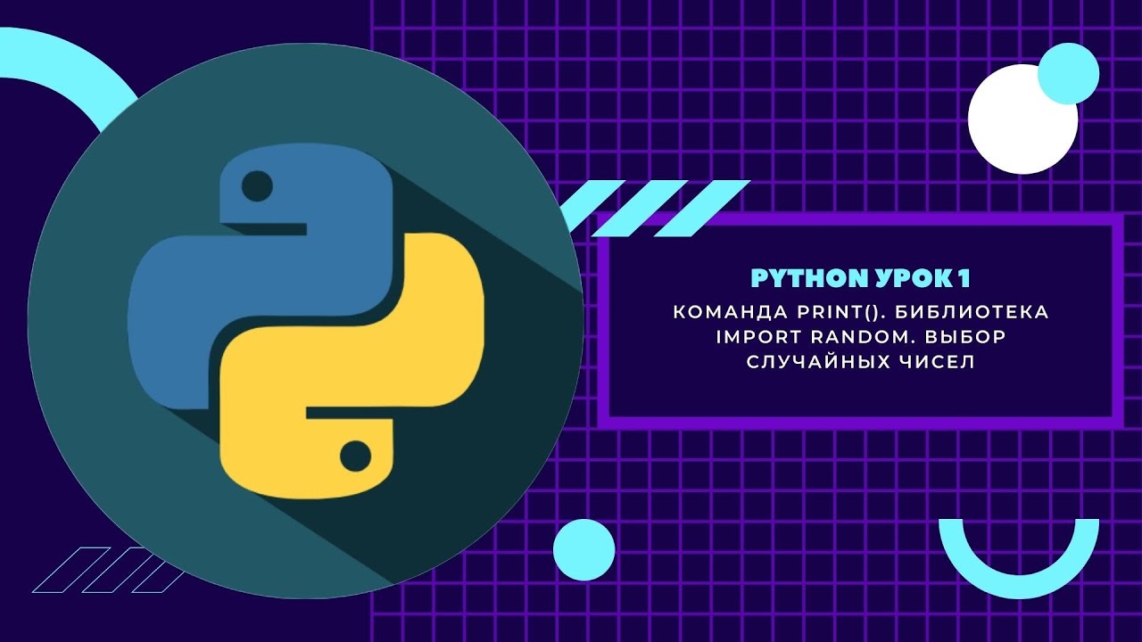 Первый урок Python. Команда Print. Питон импорт библиотек. Python команда рандома.