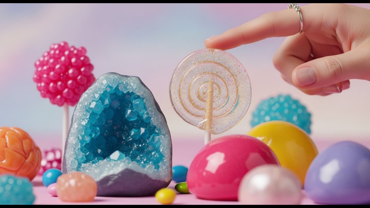 Satisfying Video Asmr Unboxing GIANT Rainbow Lollipop with Yummy Sweets Chocolate and candy Cutting.