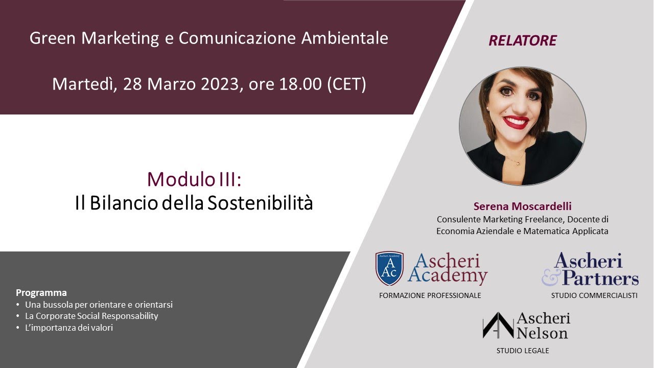 Corso di Formazione: Green Marketing e Comunicazione Ambientale - Modulo III