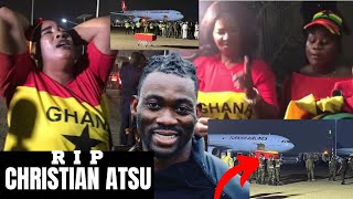 Very Emotional😭:How Ghanaians Welcome Mortal Remains Of Christian Atsu At The Airport