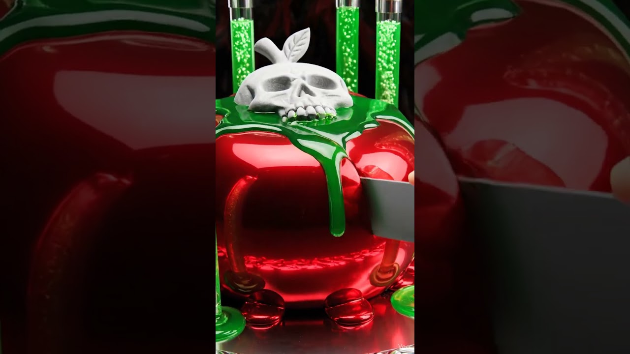 ✨ Poison Apple Cake Cutting ASMR 🍎 Snow White Dark Magic 🍏 Most Satisfying Fairy Tale Cake 💀✨