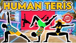 Human Tetris х 3 Player Co-op Summer Beach Version | HIGH QUALITY Immersive Interactive Warm Up