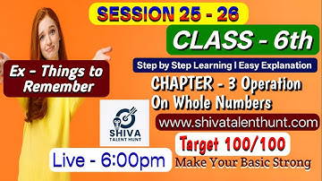 👉 🔴 LIVE Class 6 Math