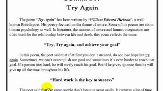 Summary Try Again - 10th Class