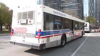 Westbound CTA Route # 66 /  Chicago Avenue bus departs from Navy Pier.