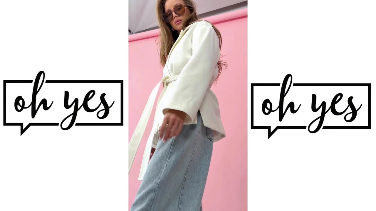 Krótki płaszcz damski Monako wiązany w pasie śmietanka