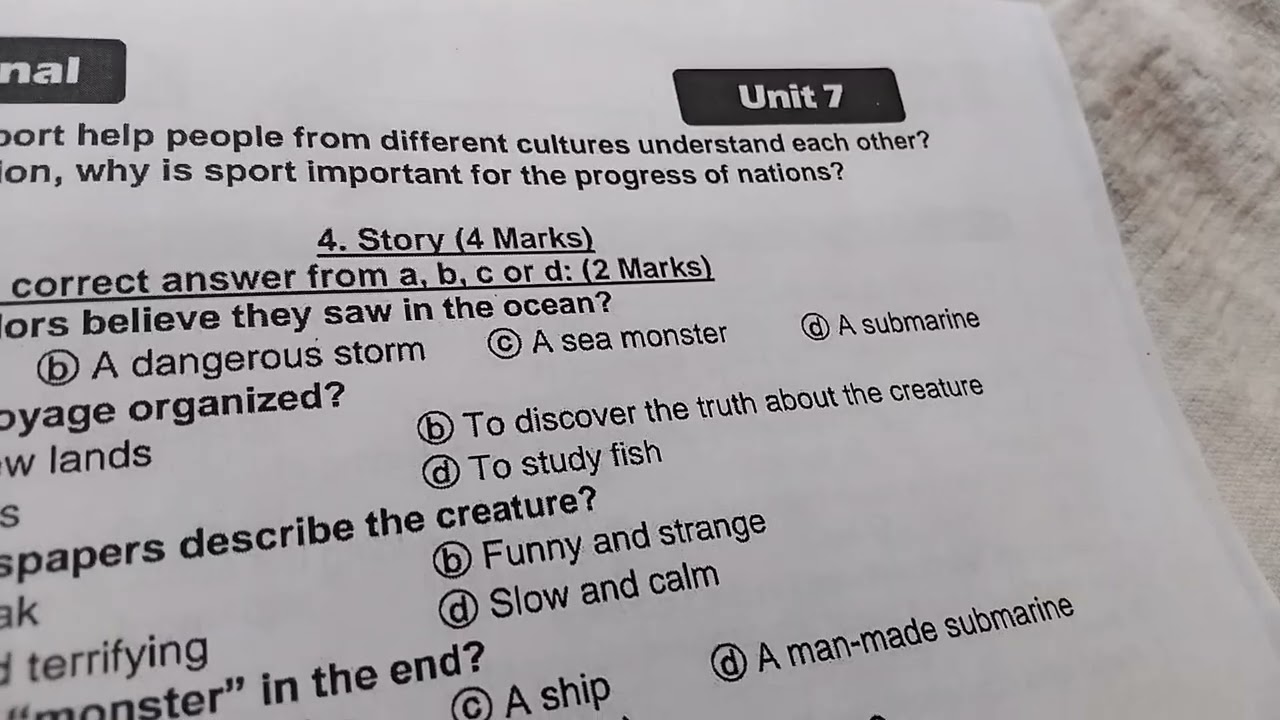 امتحان على الوحدة السابعة الصف الثالث الاعدادى 