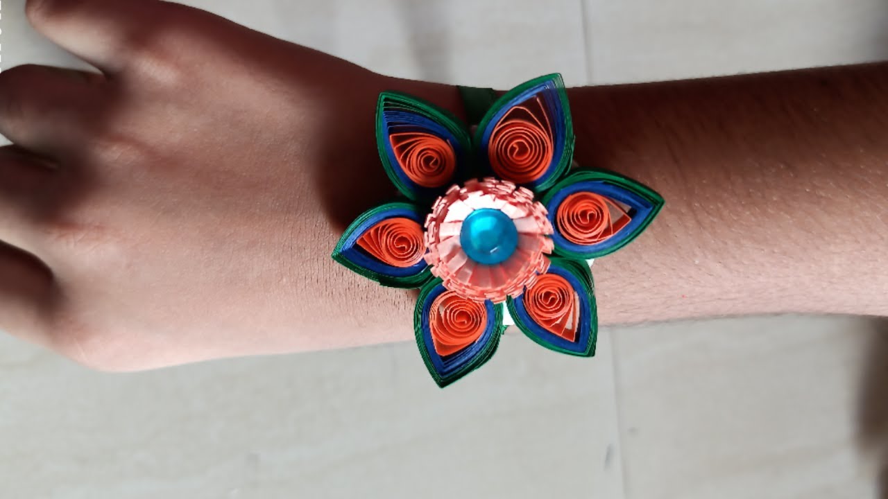 How to make a rakhi at home | Handmade rakhi tutorial | Quilling rakhi ...