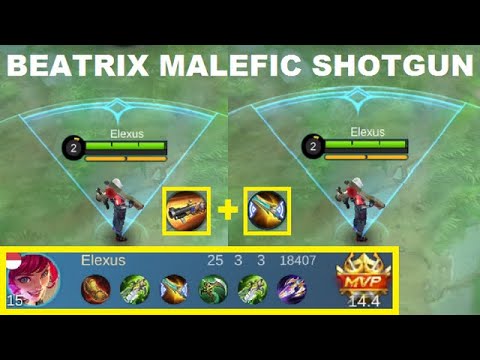 Beatrix Long Range Shotgun (Malefic Gun Build) Gameplay - Beatrix OP Wesker (SG Mode) Wide AOE MLBB @Elexusss