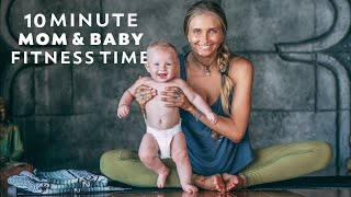 Postnatal Yoga Workout | 10 Min Fun Post Pregnancy Fitness With BABY!