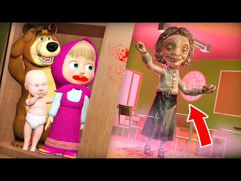 MASHA AND THE BEAR HID FROM THE MONSTER AT SCHOOL!😱MASHA AND THE BEAR, GTA V