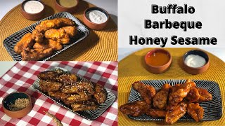 Buffalo, Barbeque, and Honey-Sesame wings! - جوانح الباربكيو, البوفالو الحارة, العسل والسمسم