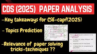 CDS(2025)Paper Analysis 360°/Key takeaways for Cse +CAPF+CDS(2025)/Probable topics/Logical reasoning