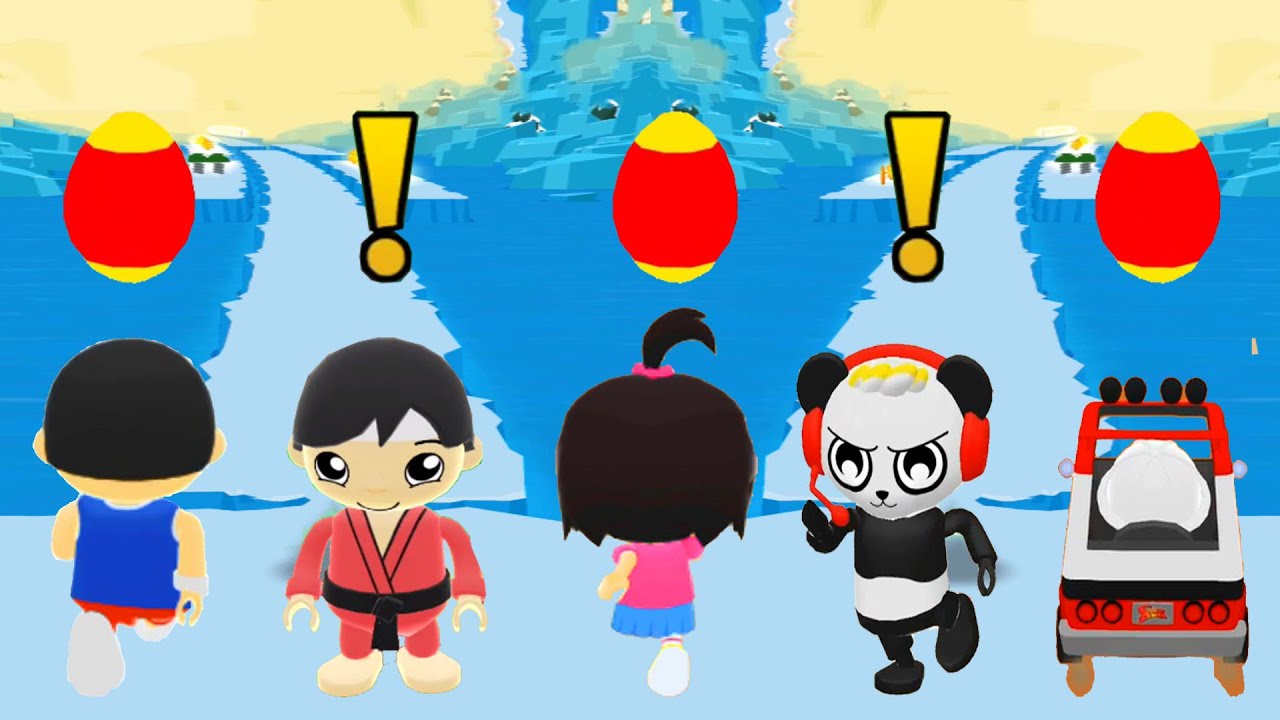 TAG WITH RYAN TRACK STAR VS KATE VS TAEKWONDO VS PANDA VAN DOUBLE EGG SURPRISE WATER DOWN UPDATE