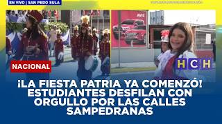 ¡La fiesta patria ya comenzó! Estudiantes desfilan con orgullo por las calles sampedranas