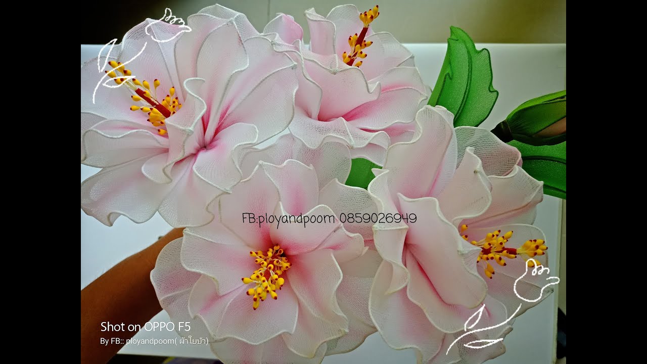 EP: 179  Hibiscus flower How to make nylon/stocking flower by ployandpoom