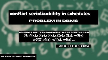 DBMS Problem for UGC NET - Conflict serializable schedule example question & solution @CSRevision