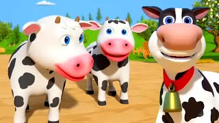 Five Little Cows, Farm Animal Song and Cartoon Video for Kids