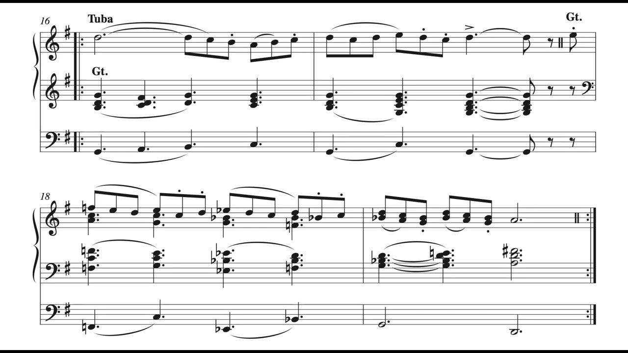 Easy Organ Pieces No. 18 || Tuba Tune in D Major - C.S. Lang