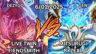 Live Twin Fiendsmith vs Mitsurugi Ryzeal | Yu-Gi-Oh! Locals Feature Match