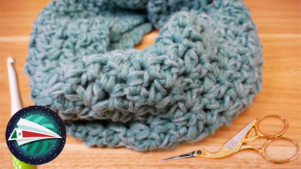 Cuello o Loop de una sola vuelta tejido con medios puntos altos muy fácil | Woolly Hugs Sheep