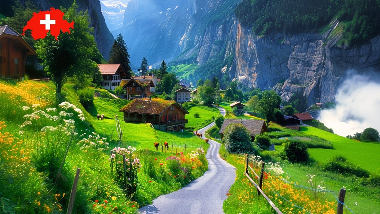 Gimmelwald, Switzerland 🇨🇭Fairytale village, Walking Tour 4K. Most Beautiful Villages in Switzerland