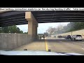 Car fire on busy Arkansas Interstate during Sunday traffic.  Bad battery connection to blame.