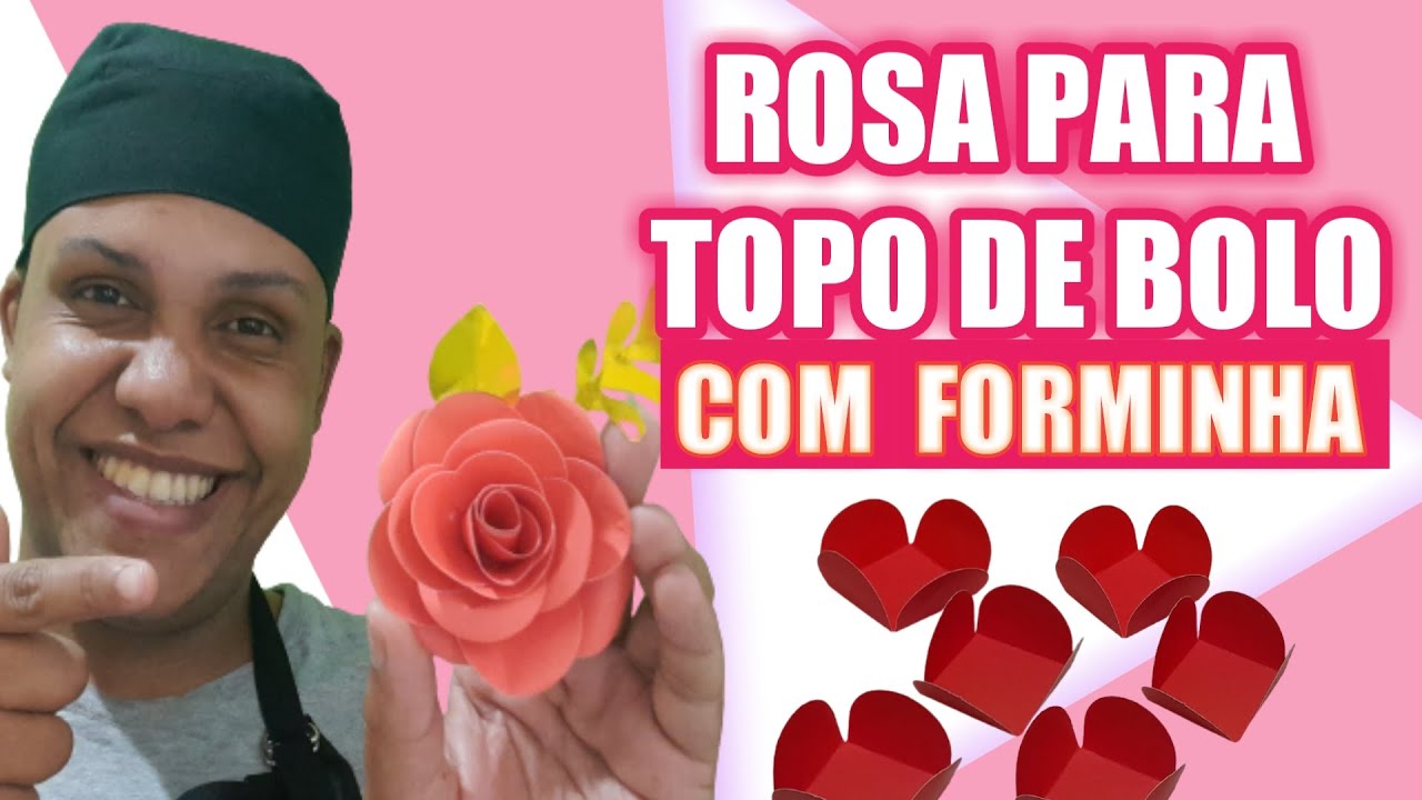 Como fazer ROSA PARA TOPO DE BOLO COM FORMINHA #confeitaria