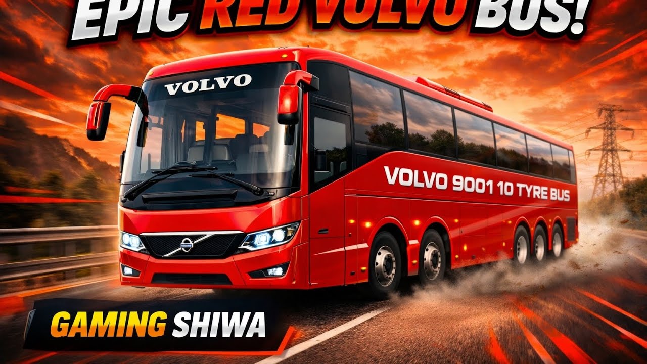 Red Volvo  Luxury Bus | 10 Tyre Powerful Bus Driving in Bus Simulator | Gaming Shiwa 11 Gameplay 🚍