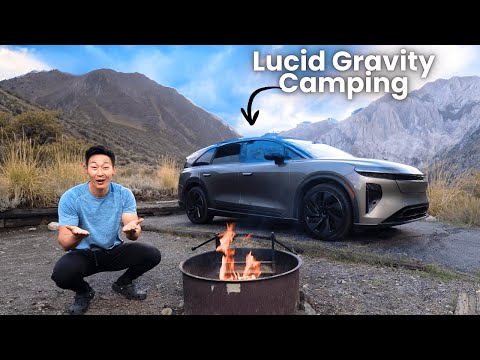 I Tried Lucid Gravity Camping in Heavy Rain