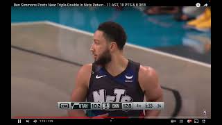 Ben Simmons Posts Near Triple-Double In Nets Return - 11 AST, 10 PTS \& 8 REB {With MAYO}