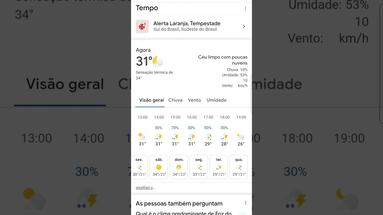 Está Alta a Temperatura agora a Noite em Foz do Iguaçu,31 Graus parece 36 graus,Difícil