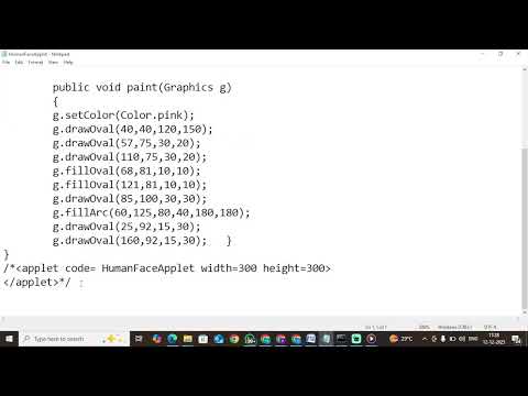 "Human Face Applet" BCA Java Program, Step by step execution.