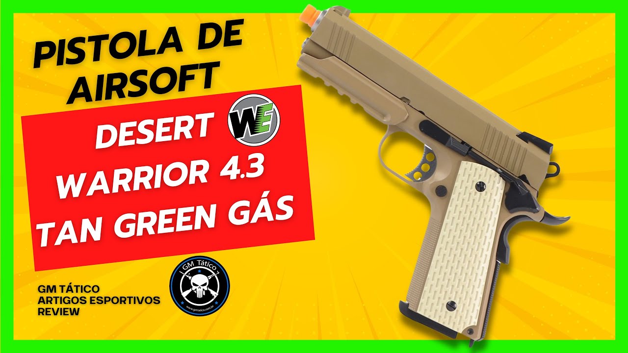 Pistola Airsoft Desert Warrior 4.3 Tan Green Gás - WE