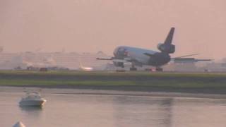 Federal Express Dc-10 Lands At Boston Logan Airport