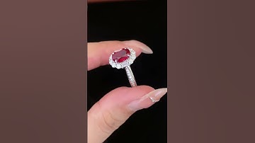 18K Gold Lab-Created Ruby Ring ，Center Stone: 1.4ct Lab-Grown Ruby. #mallria