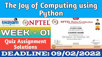 NPTEL The Joy of Computing using Python Week 1 Quiz Assignment Solutions || January 2022 || Swayam